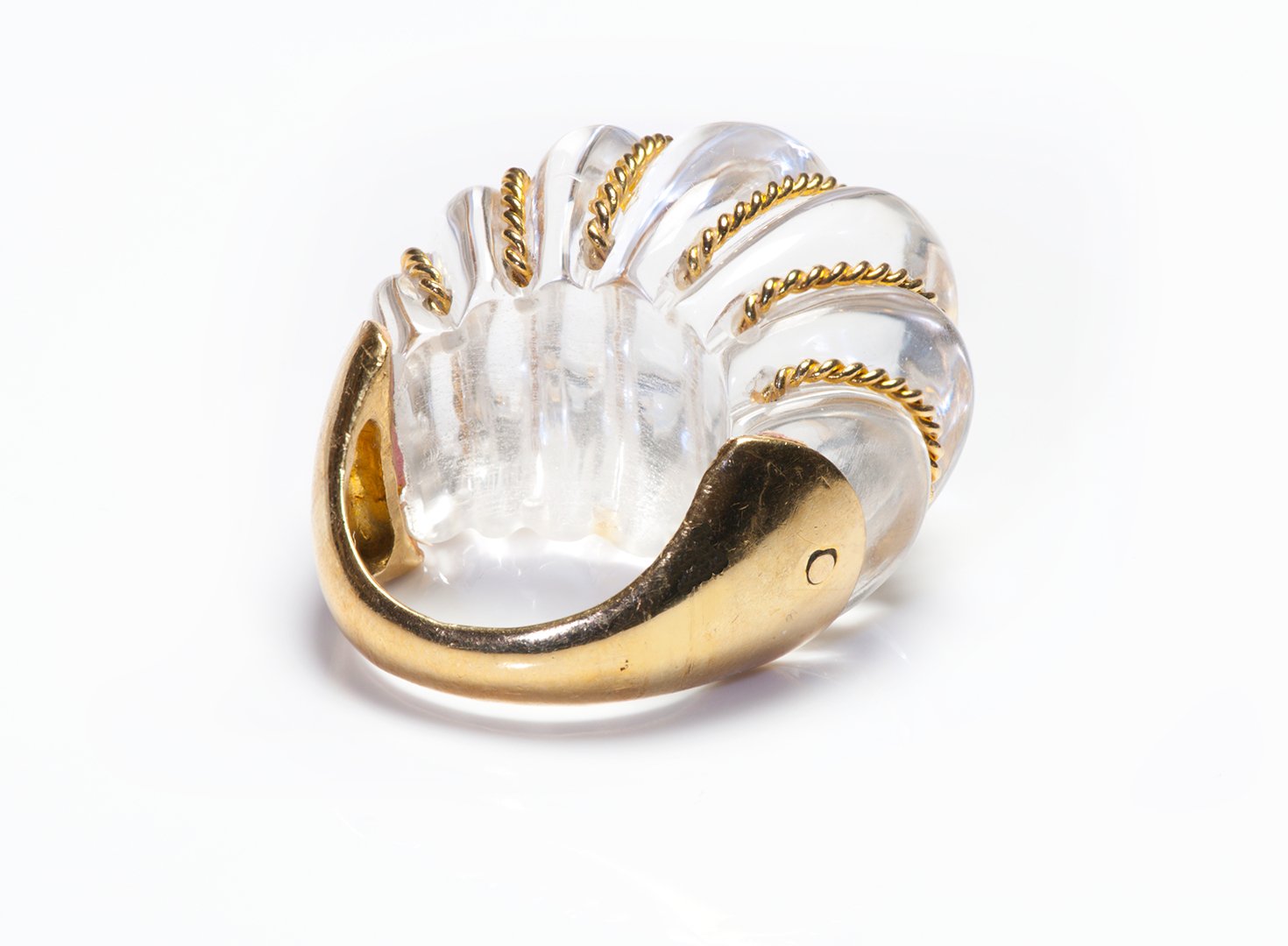 Vintage Rock Crystal Dome Cocktail Gold Ring