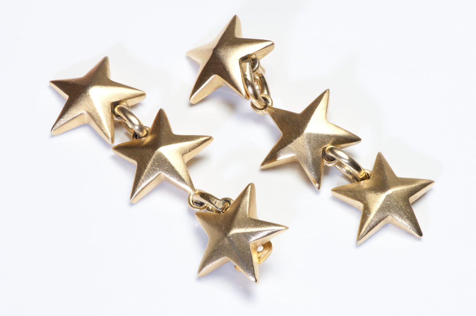 Vintage Roxanne Assoulin Long Gold Plated Star Drop Earrings