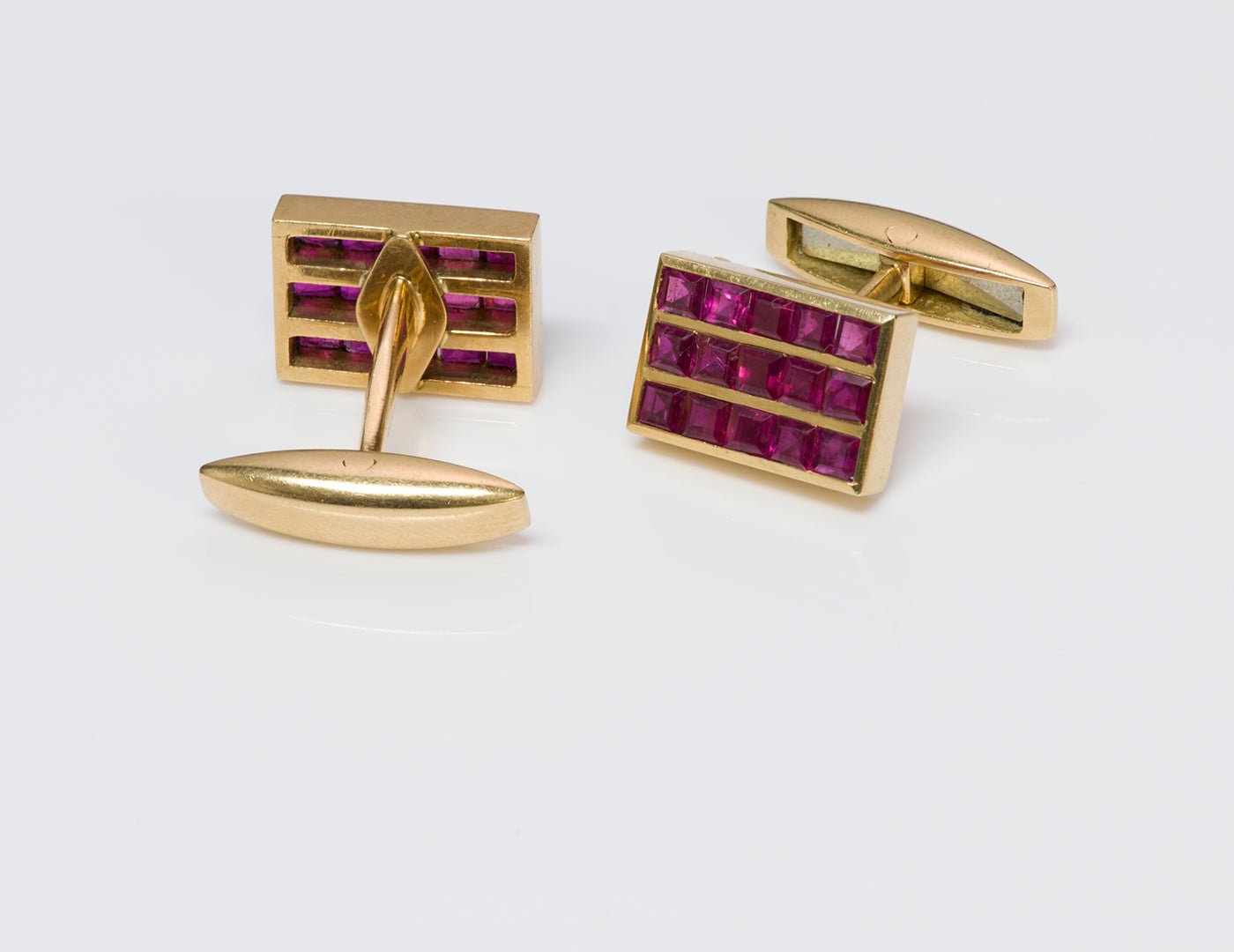 Vintage Ruby 18K Gold Cufflinks