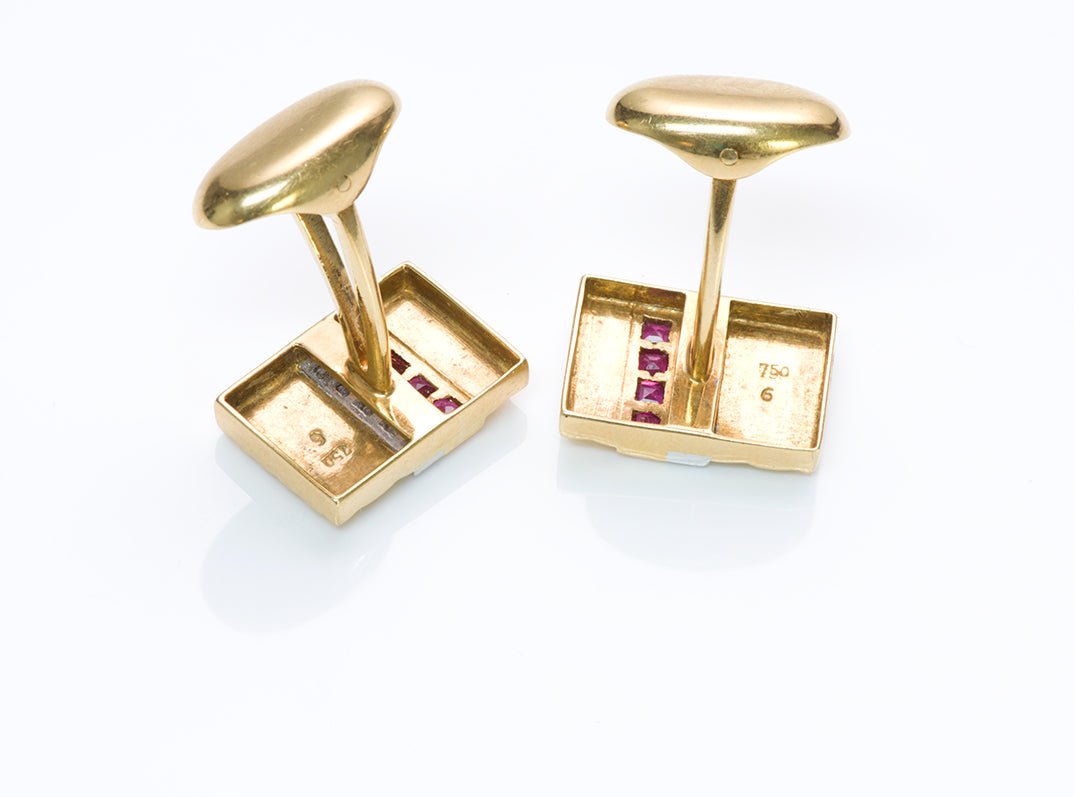Vintage Ruby Diamond Gold Cufflinks