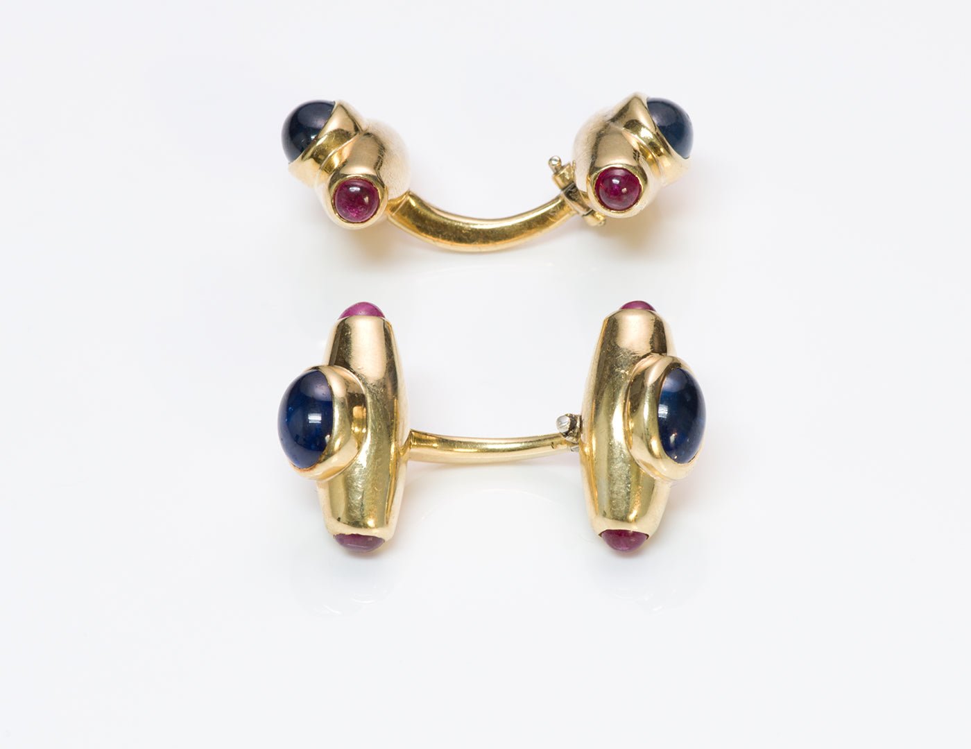 Vintage Sapphire & Ruby 18K Gold Cufflinks