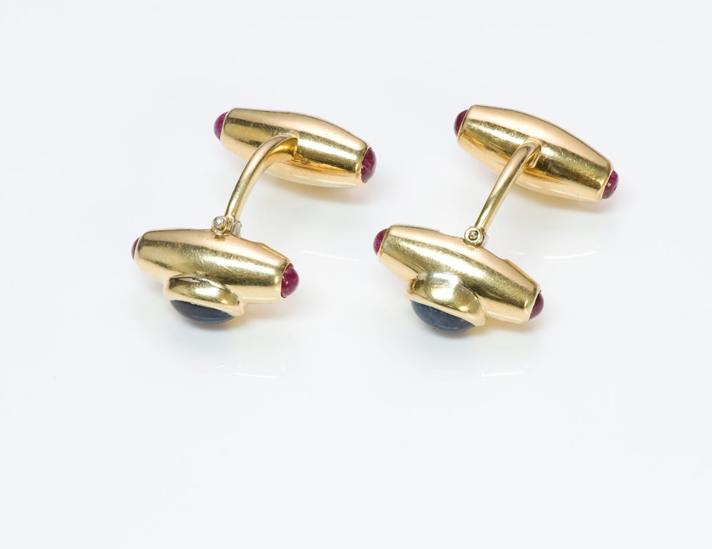 Vintage Sapphire & Ruby 18K Gold Cufflinks