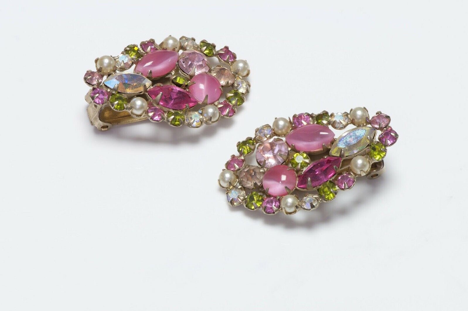 Vintage SCHREINER New York Crystal Pearl Earrings