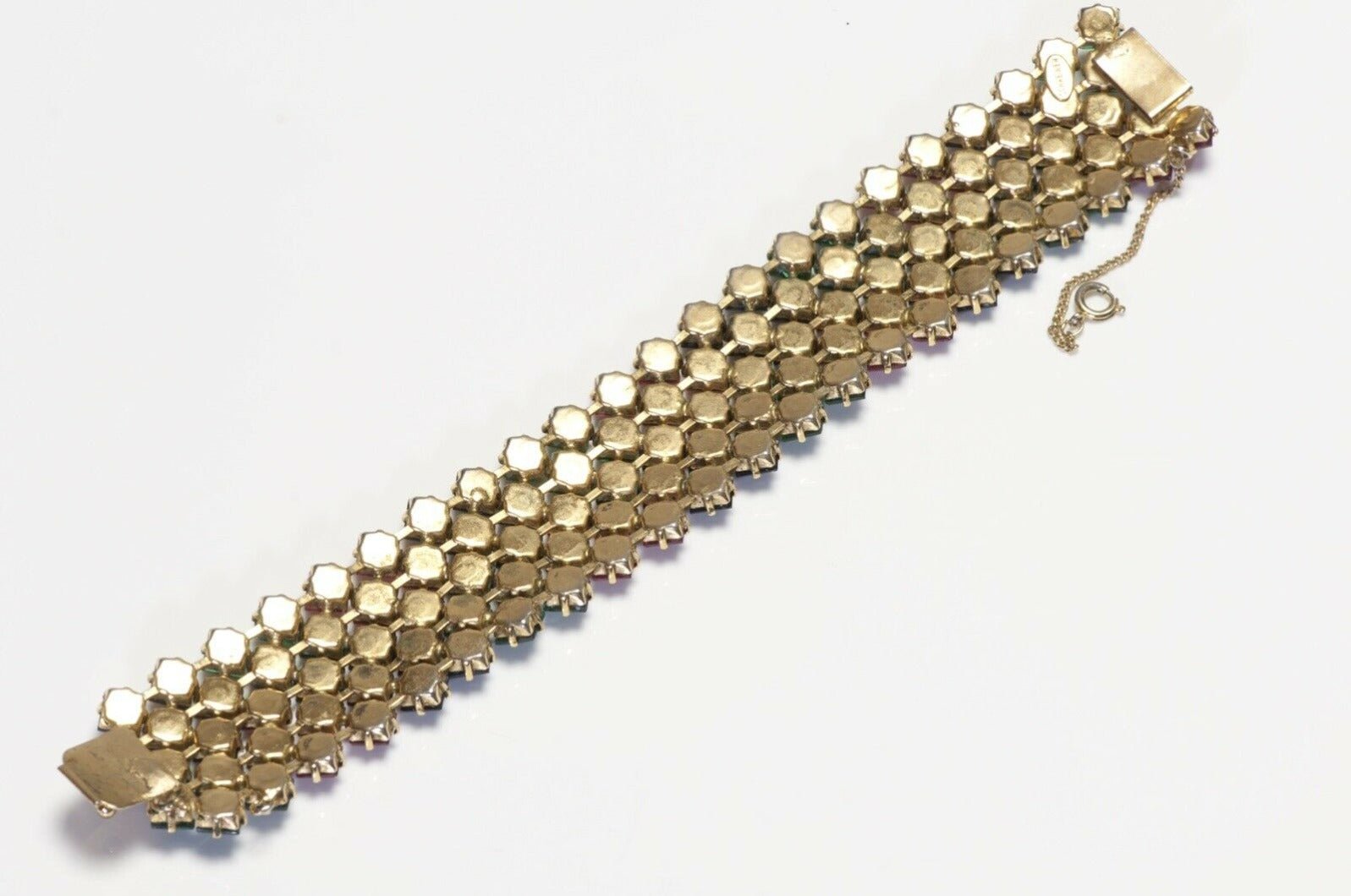Vintage Schreiner New York Green Red Blue Crystal Bracelet