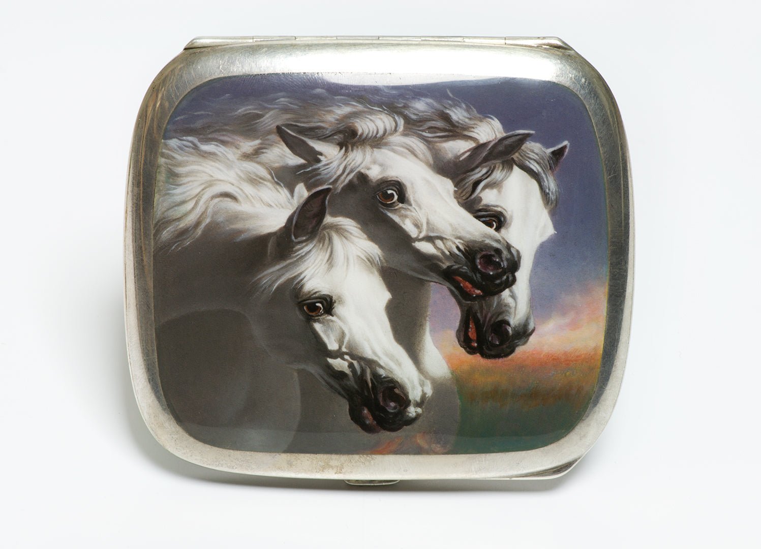 Vintage Silver Enamel "Pharaoh's Horses" Cigarette Case