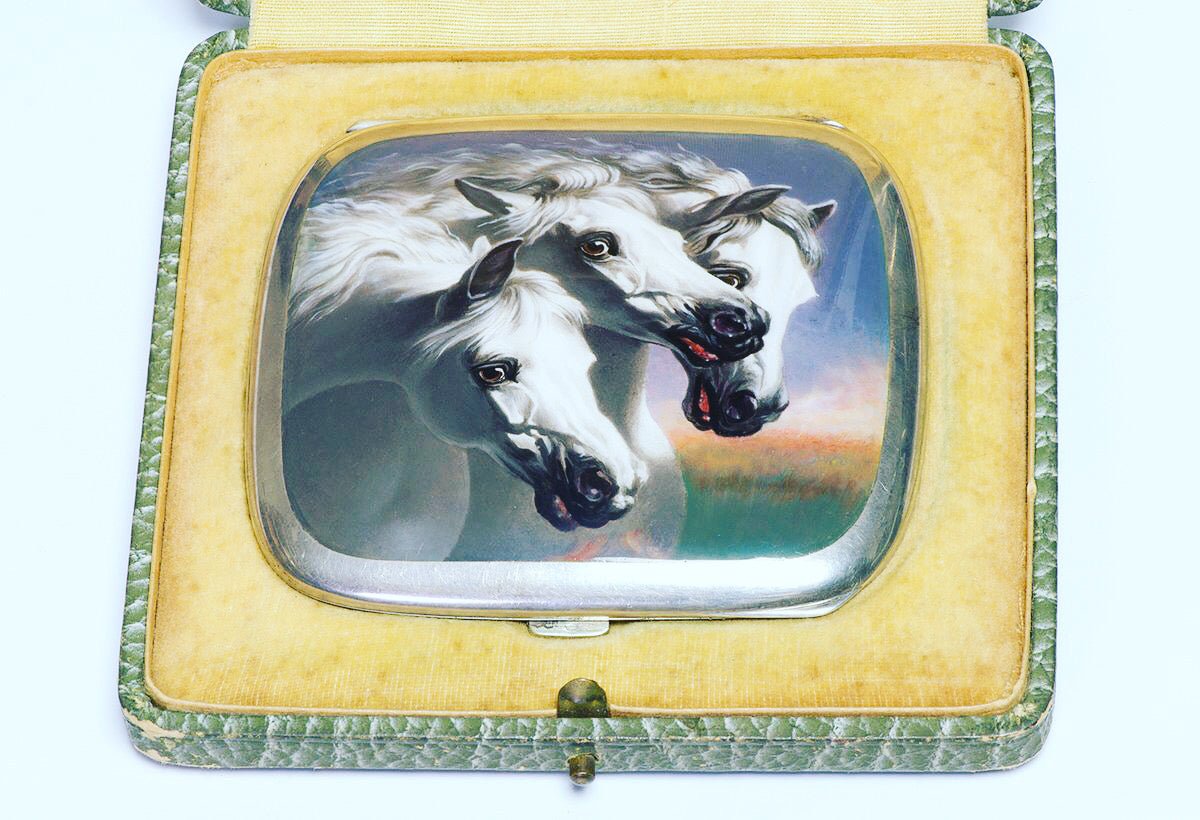Vintage Silver Enamel "Pharaoh's Horses" Cigarette Case