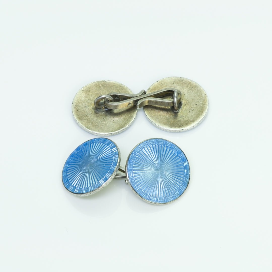 Vintage Silver Guilloché Enamel Cufflinks