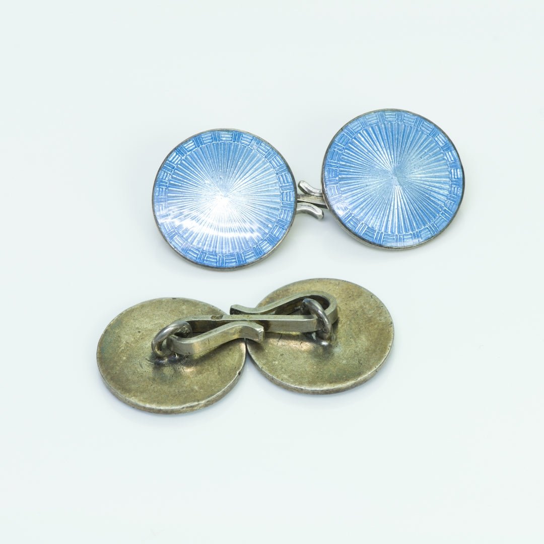 Vintage Silver Guilloché Enamel Cufflinks