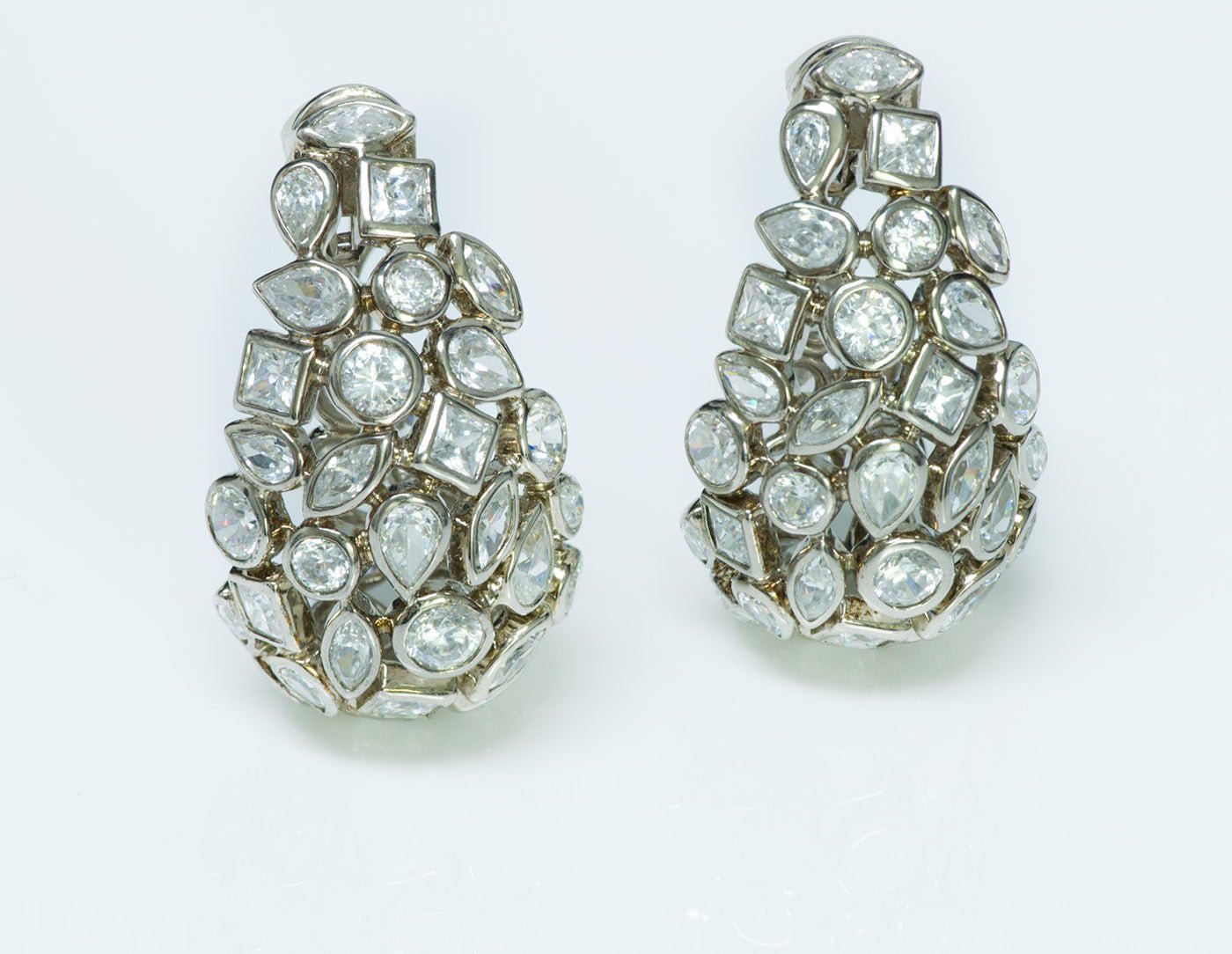 Vintage Silver Paste Hoop Earrings