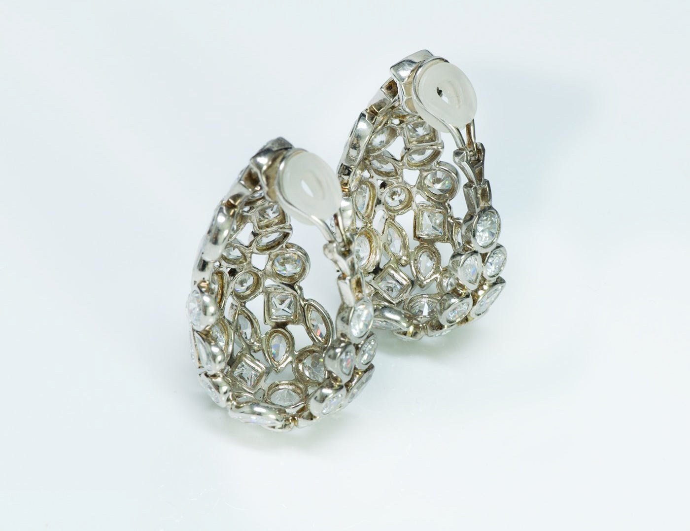Vintage Silver Paste Hoop Earrings
