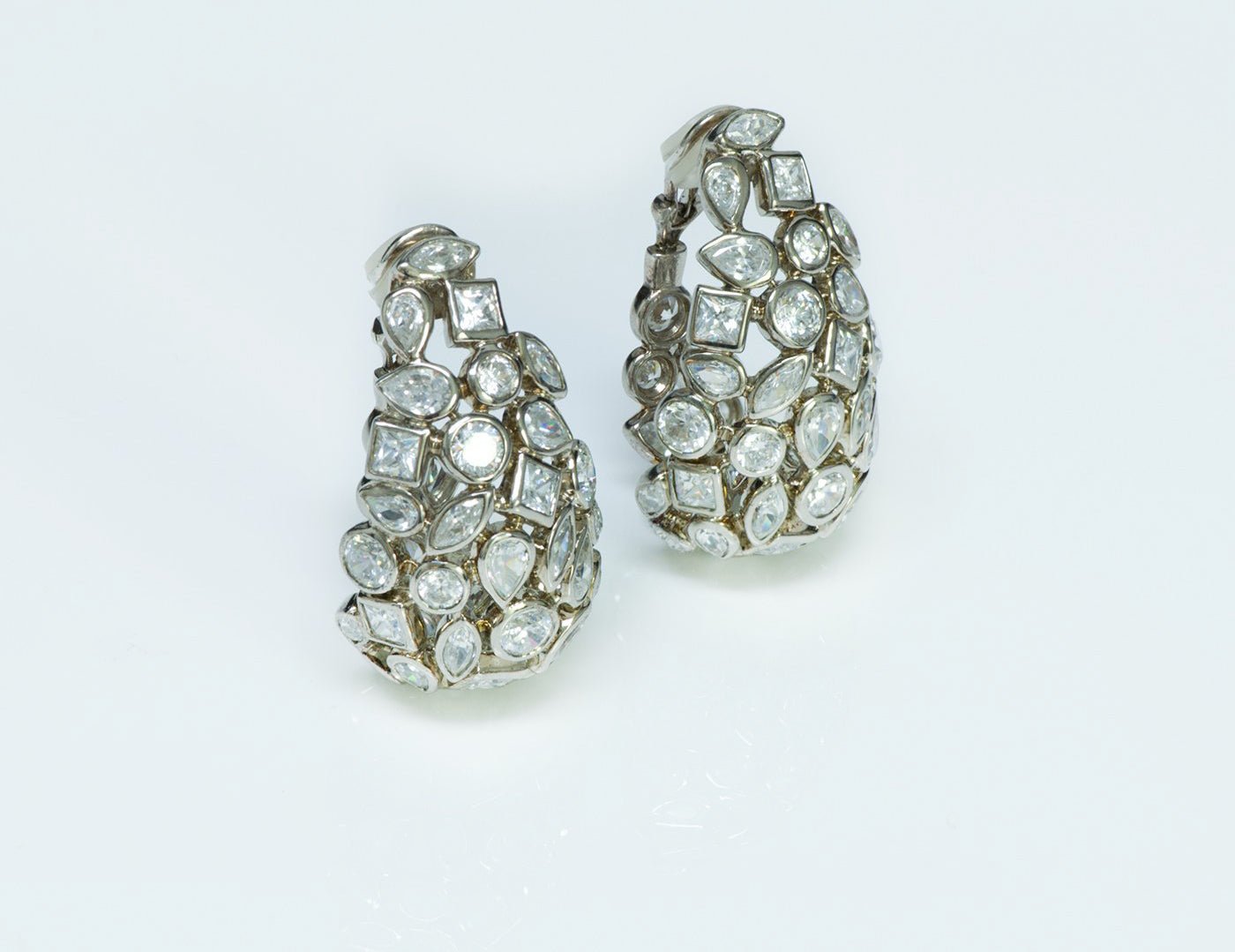 Vintage Silver Paste Hoop Earrings