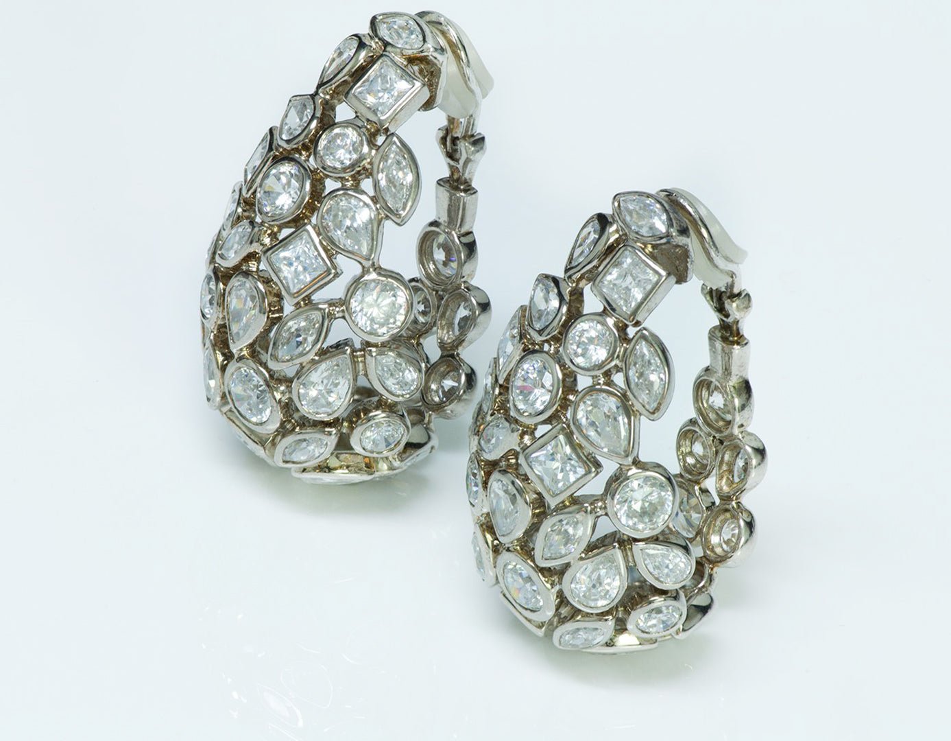 Vintage Silver Paste Hoop Earrings