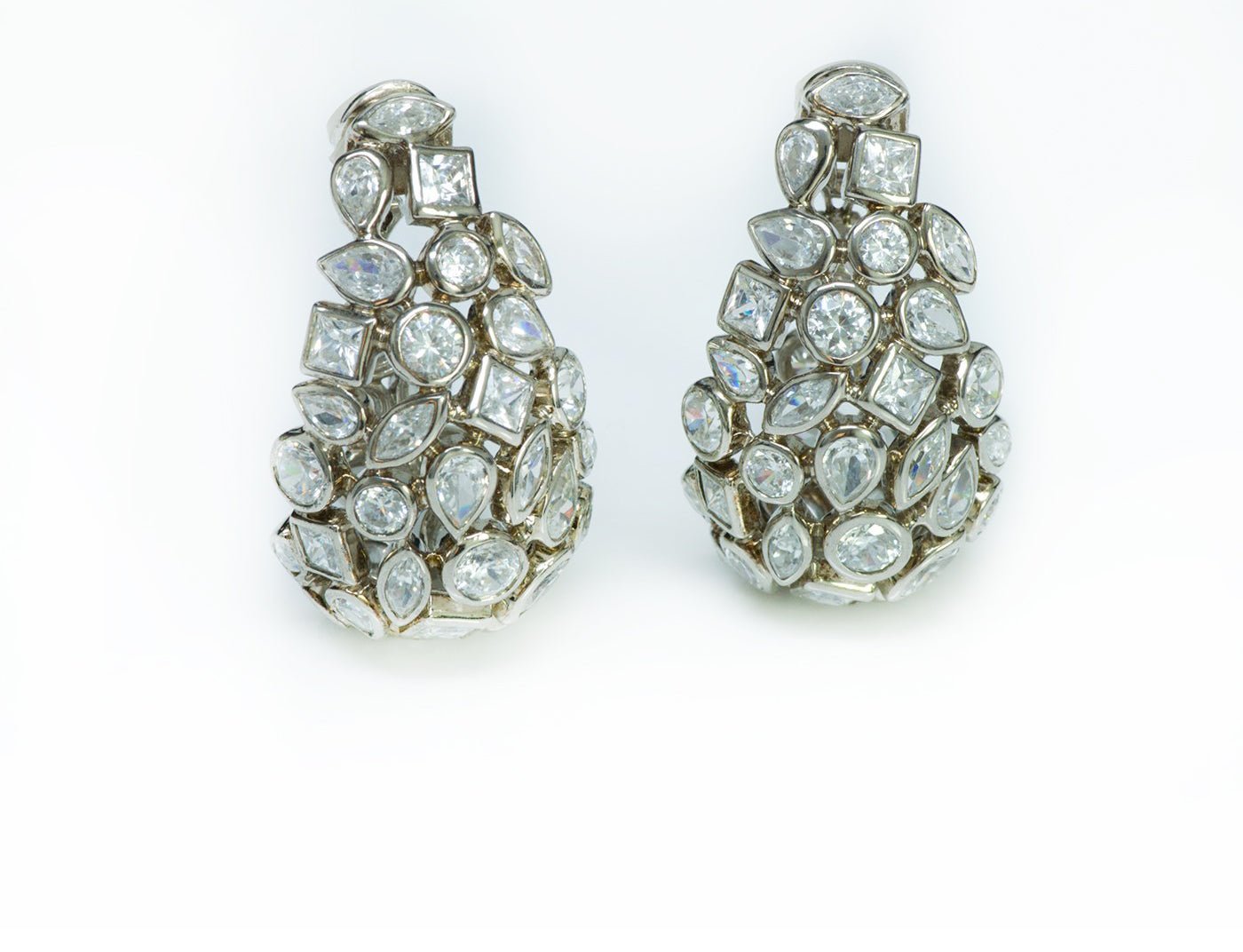 Vintage Silver Paste Hoop Earrings
