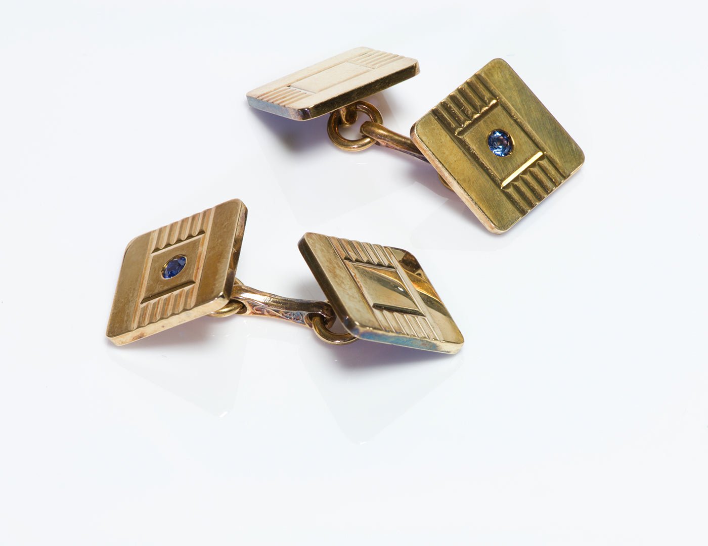 Vintage Tiffany & Co. 14K Yellow Gold Sapphire Cufflinks