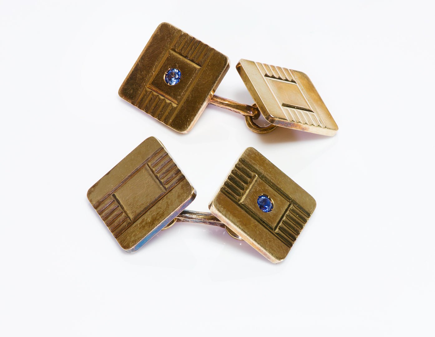Vintage Tiffany & Co. 14K Yellow Gold Sapphire Cufflinks