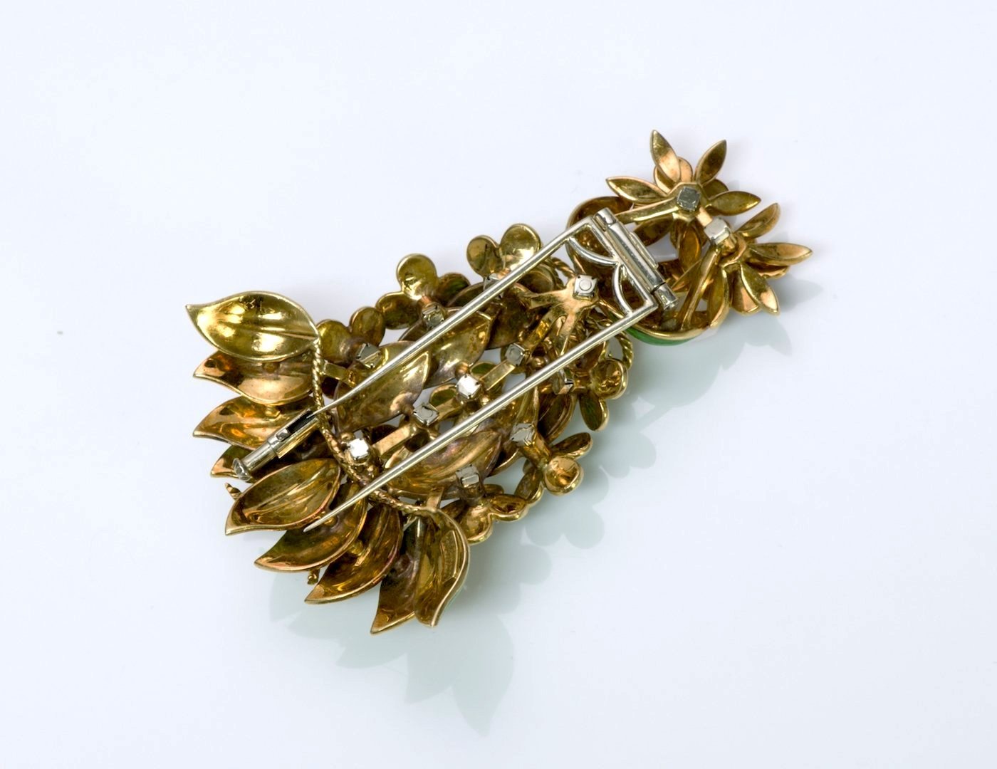 Vintage Tiffany & Co. 18K Gold Diamond Enamel Brooch