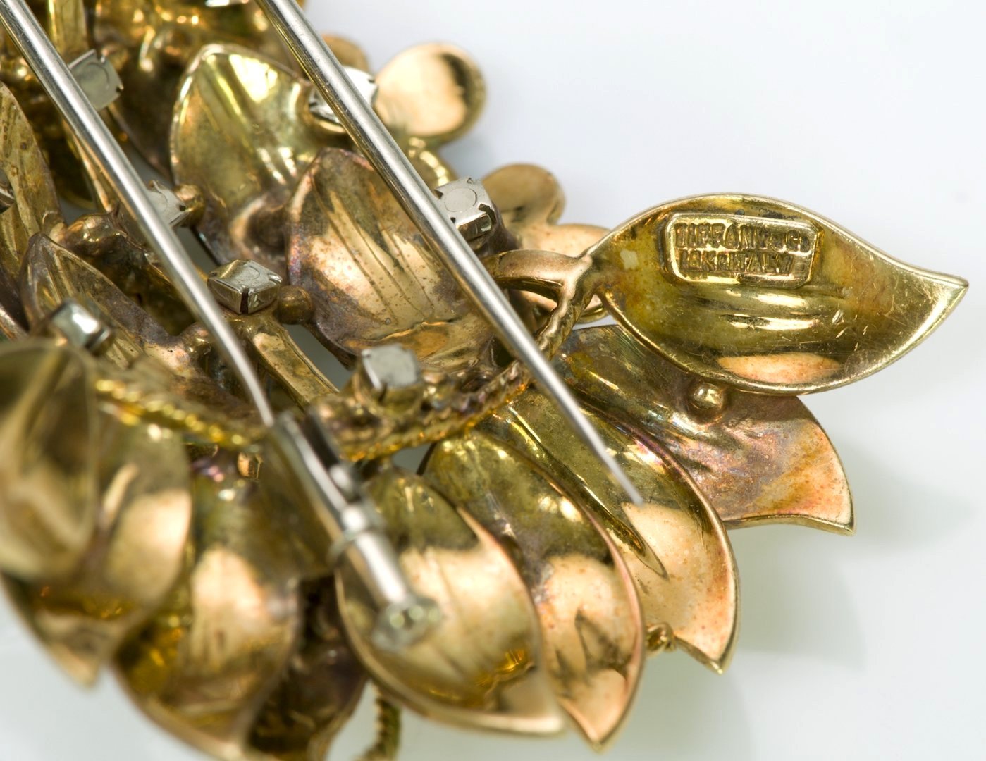 Vintage Tiffany & Co. 18K Gold Diamond Enamel Brooch