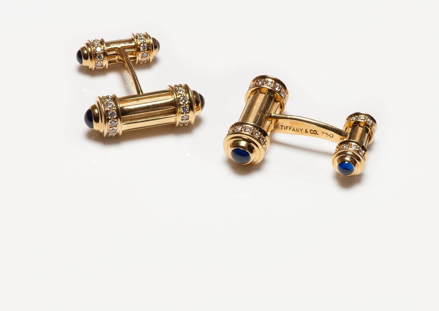 Vintage Tiffany & Co. 18K Gold Sapphire & Diamond Bar Atlas Cufflinks