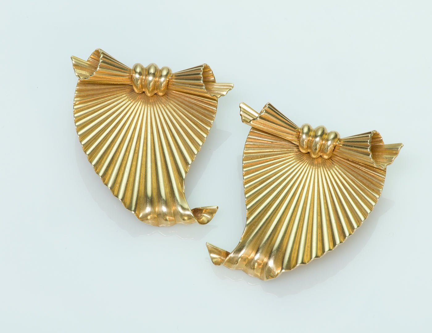 Vintage Tiffany & Co. by George Schuler 14K Yellow Gold Fluted Clips