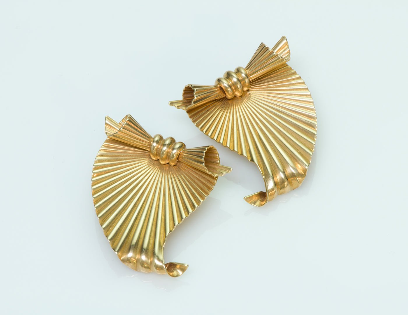 Vintage Tiffany & Co. by George Schuler 14K Yellow Gold Fluted Clips