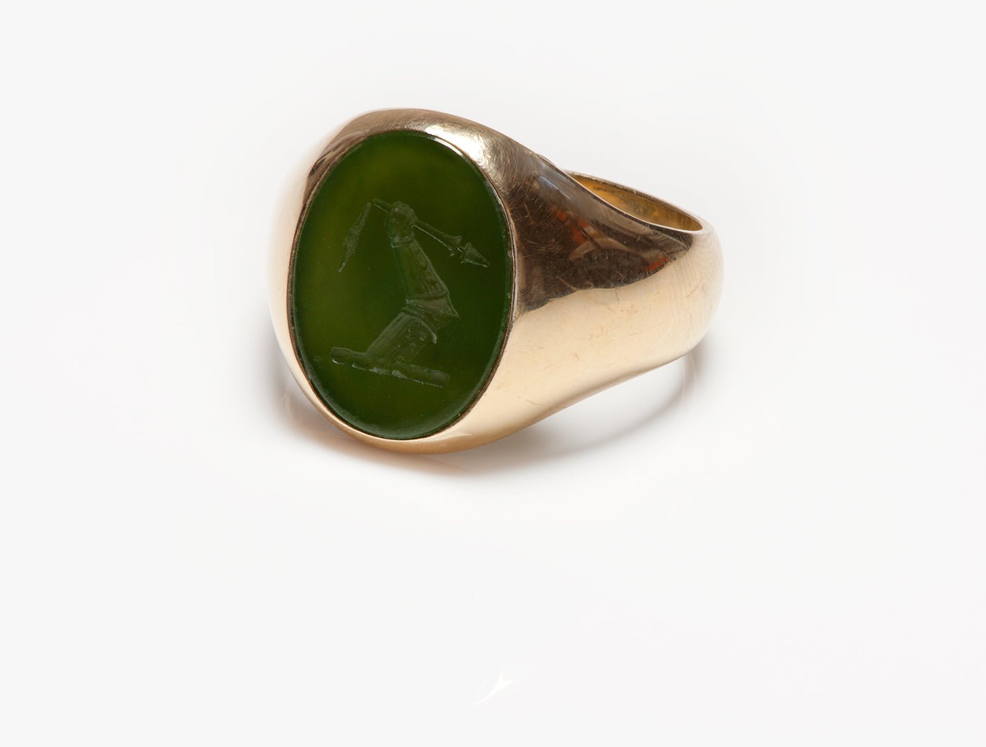 Vintage Tiffany & Co. Gold Crest Jade Men's Ring