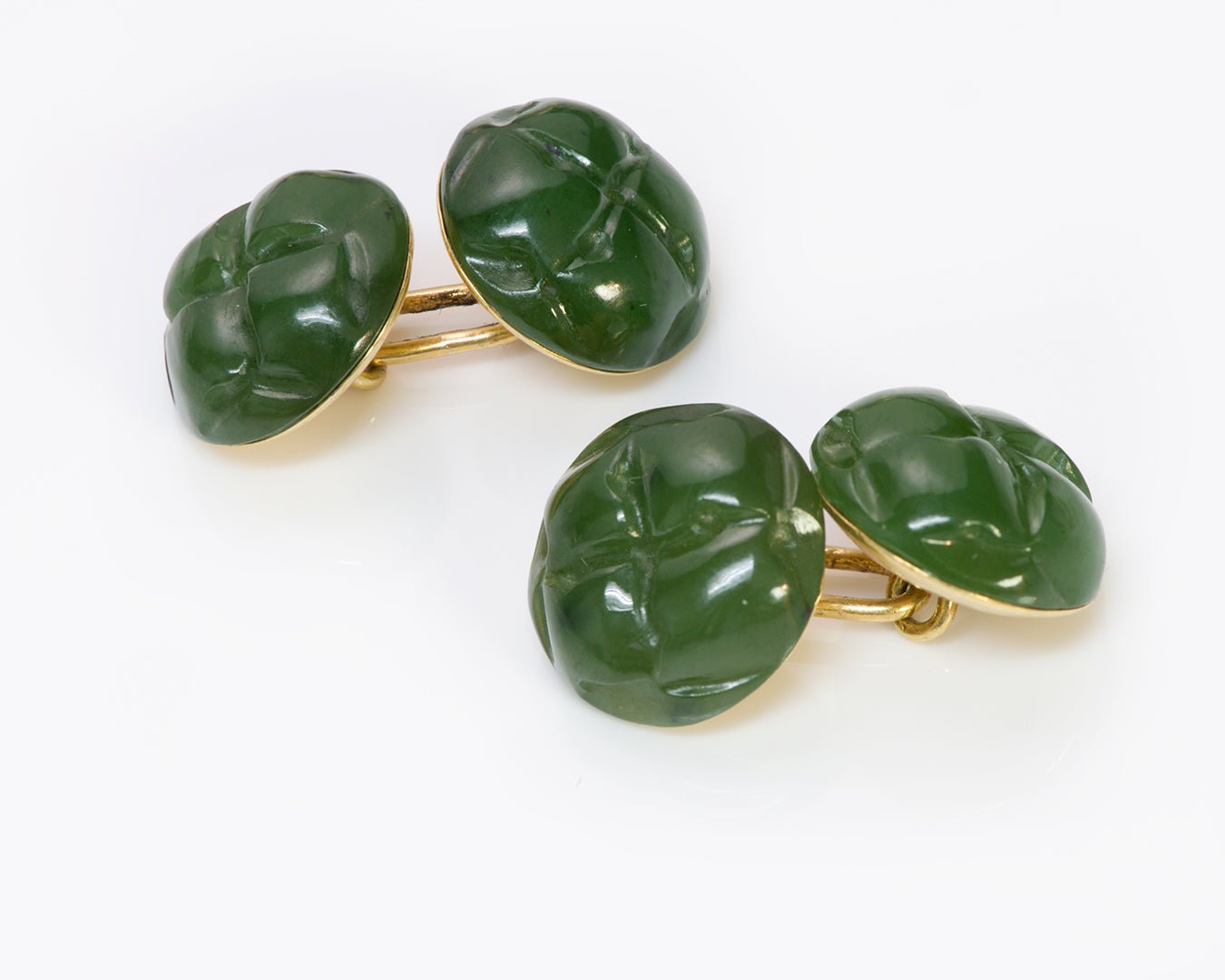 Vintage Tiffany & Co. Jade 18K Gold Cufflink & Stud Set