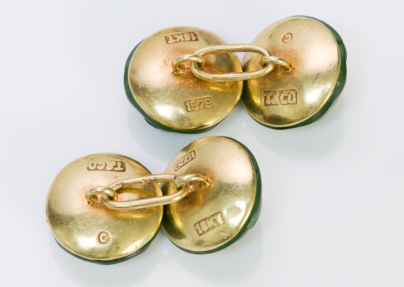 Vintage Tiffany & Co. Jade 18K Gold Cufflink & Stud Set