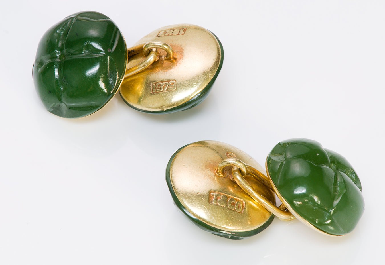 Vintage Tiffany & Co. Jade 18K Gold Cufflink & Stud Set