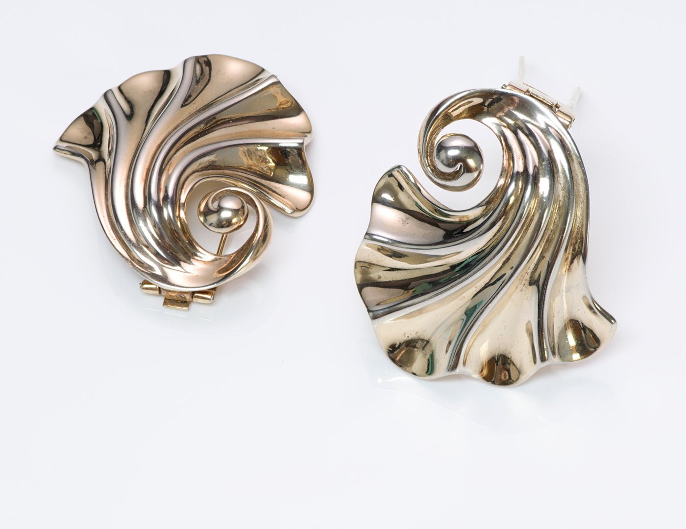 Vintage Trifari Sterling Silver Swirl Clips