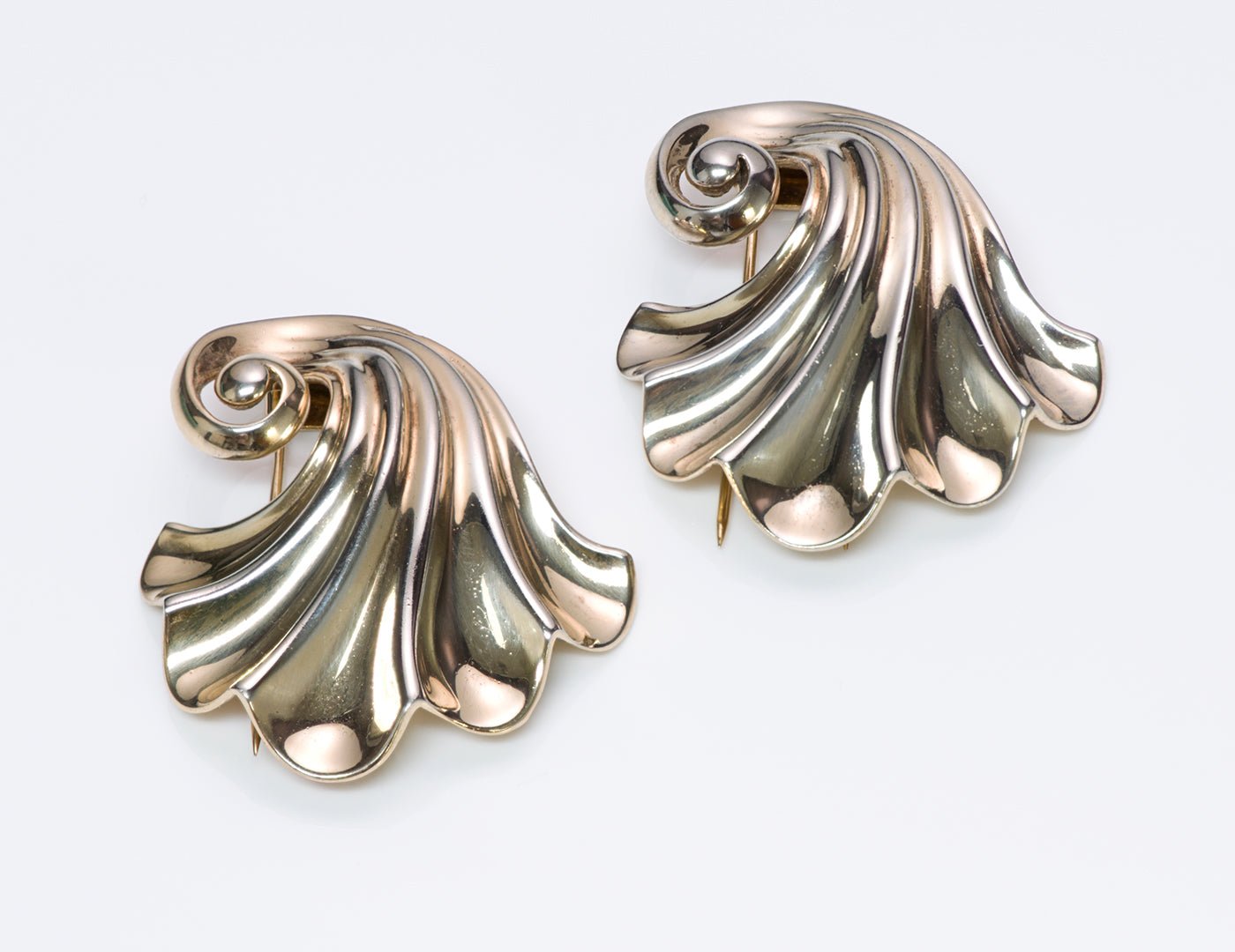 Vintage Trifari Sterling Silver Swirl Clips