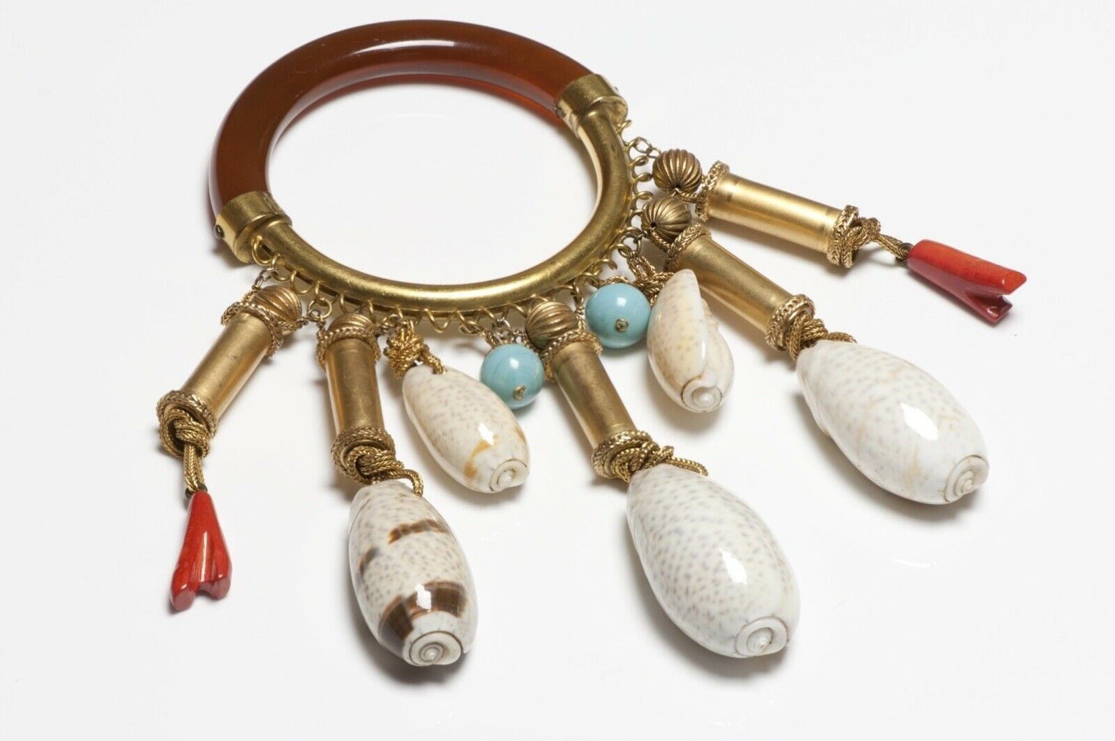 Vintage VALENTINO Garavani Sea Shell Tassel Charm Bracelet