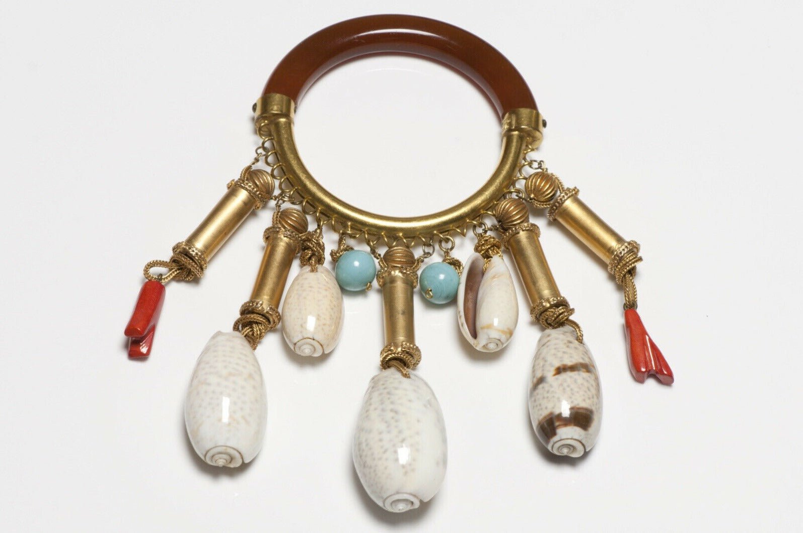 Vintage VALENTINO Garavani Sea Shell Tassel Charm Bracelet