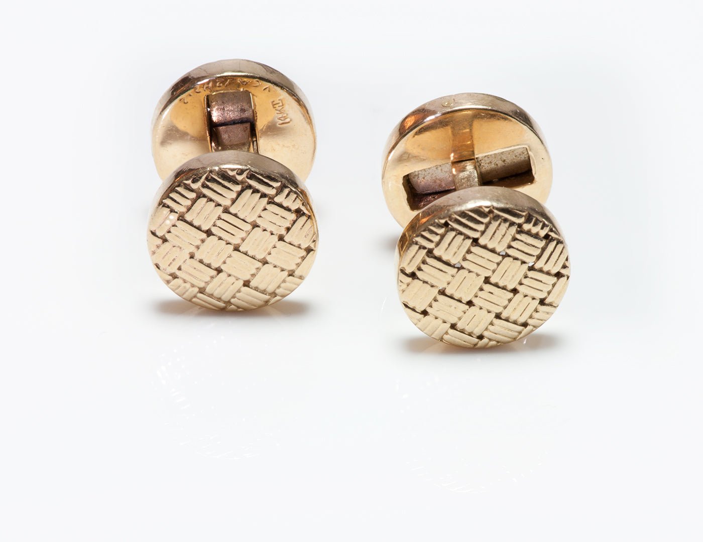 Vintage Van Cleef & Arpels Gold Round Woven Cufflinks