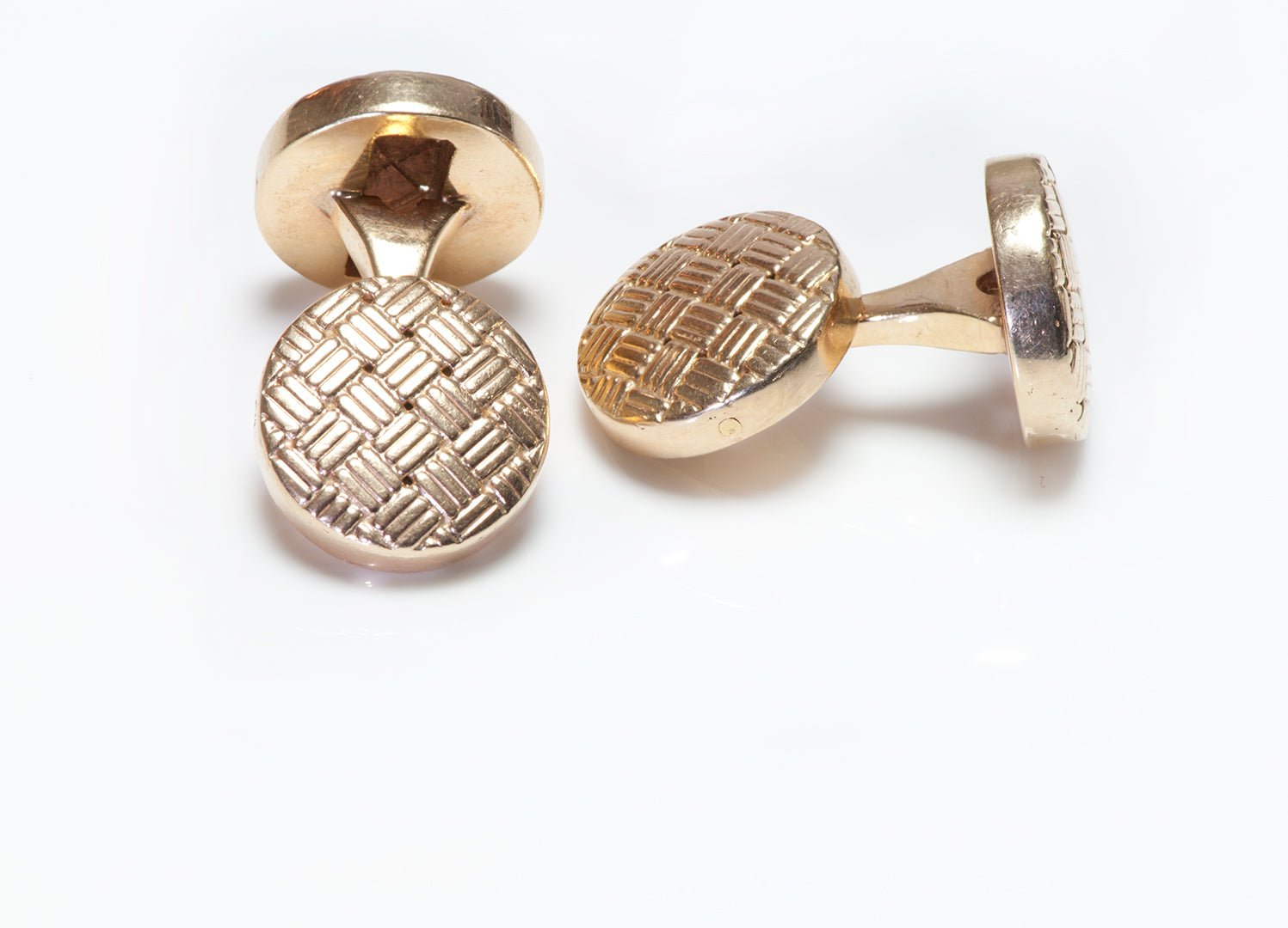 Vintage Van Cleef & Arpels Gold Round Woven Cufflinks