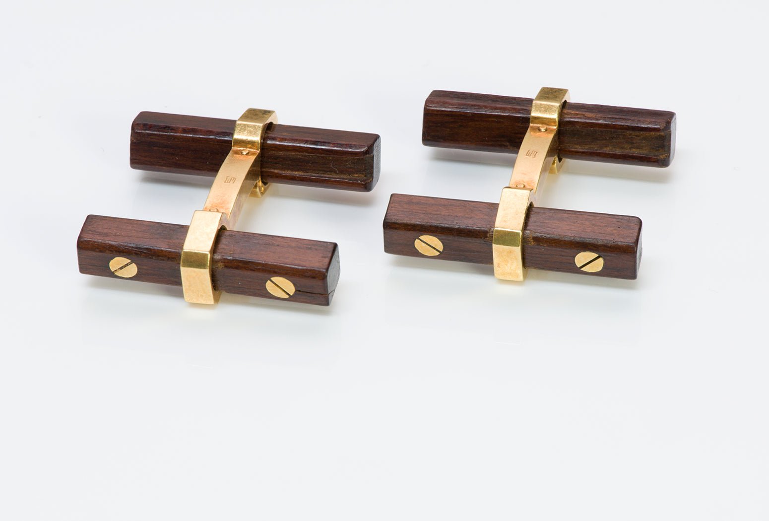 Vintage Wood Gold Bar Cufflinks