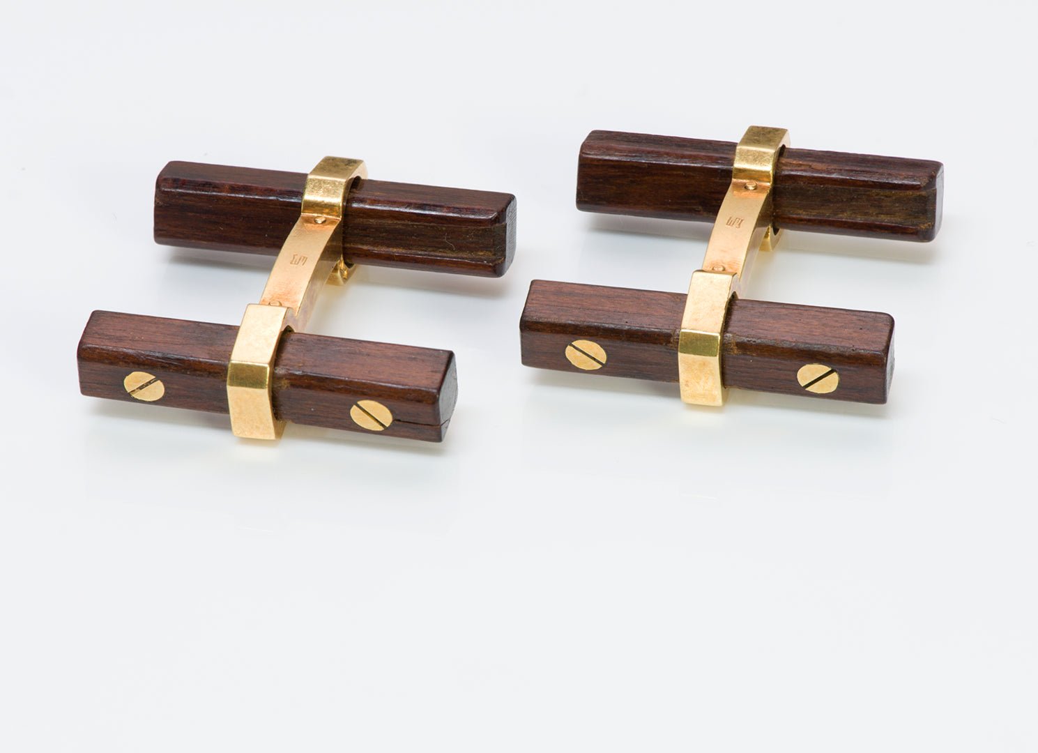 Vintage Wood Gold Bar Cufflinks