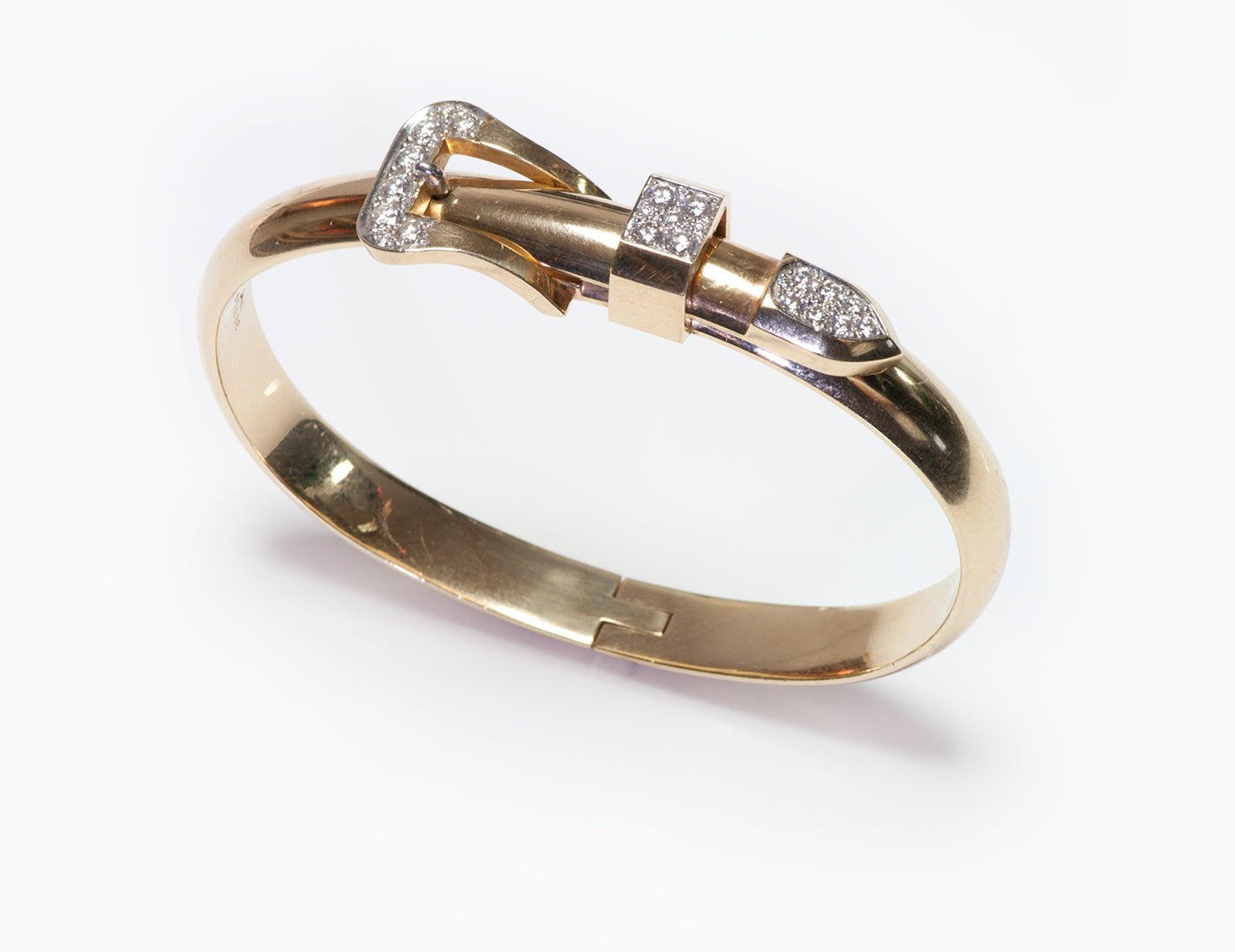 Vintage Yellow Gold Diamond Buckle Bracelet