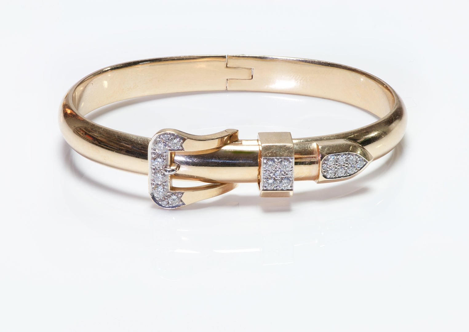 Vintage Yellow Gold Diamond Buckle Bracelet