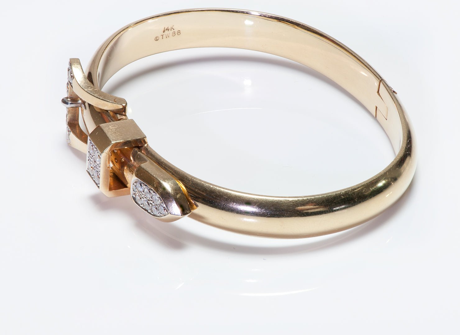Vintage Yellow Gold Diamond Buckle Bracelet