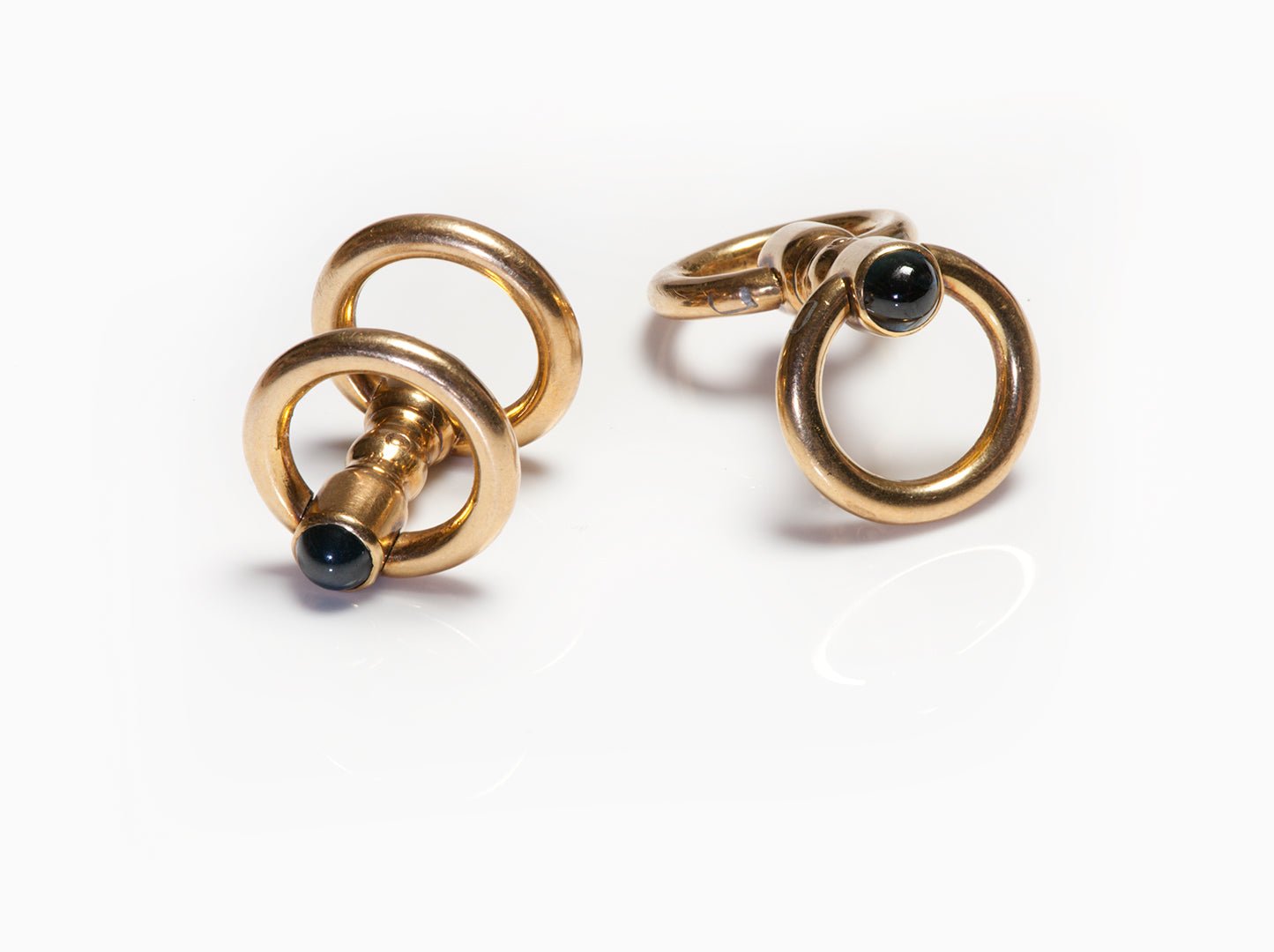 Vintage Yellow Gold Sapphire Stirrup Cufflinks