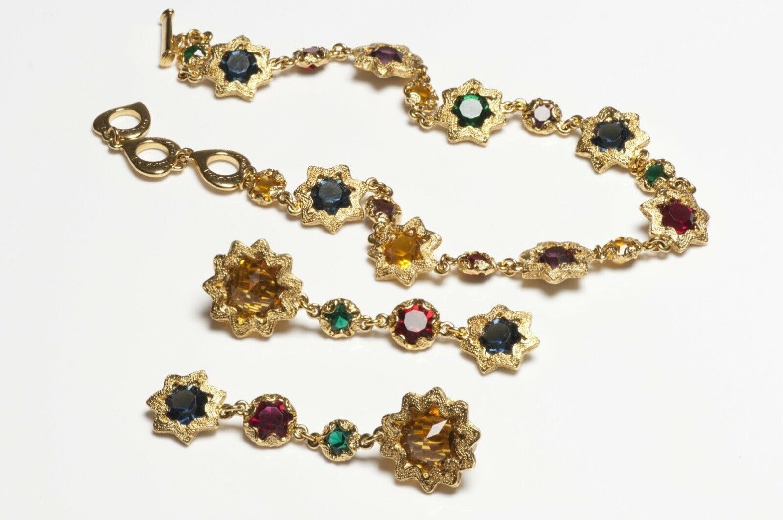 Vintage Yves Saint Laurent Paris Crystal Star Necklace Earrings Set