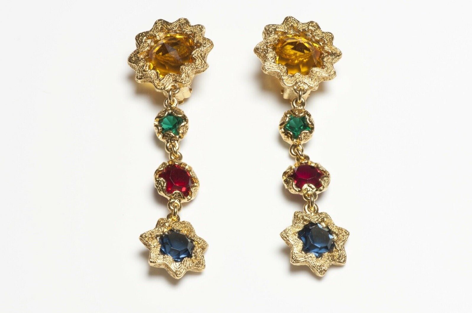 Vintage Yves Saint Laurent Paris Crystal Star Necklace Earrings Set