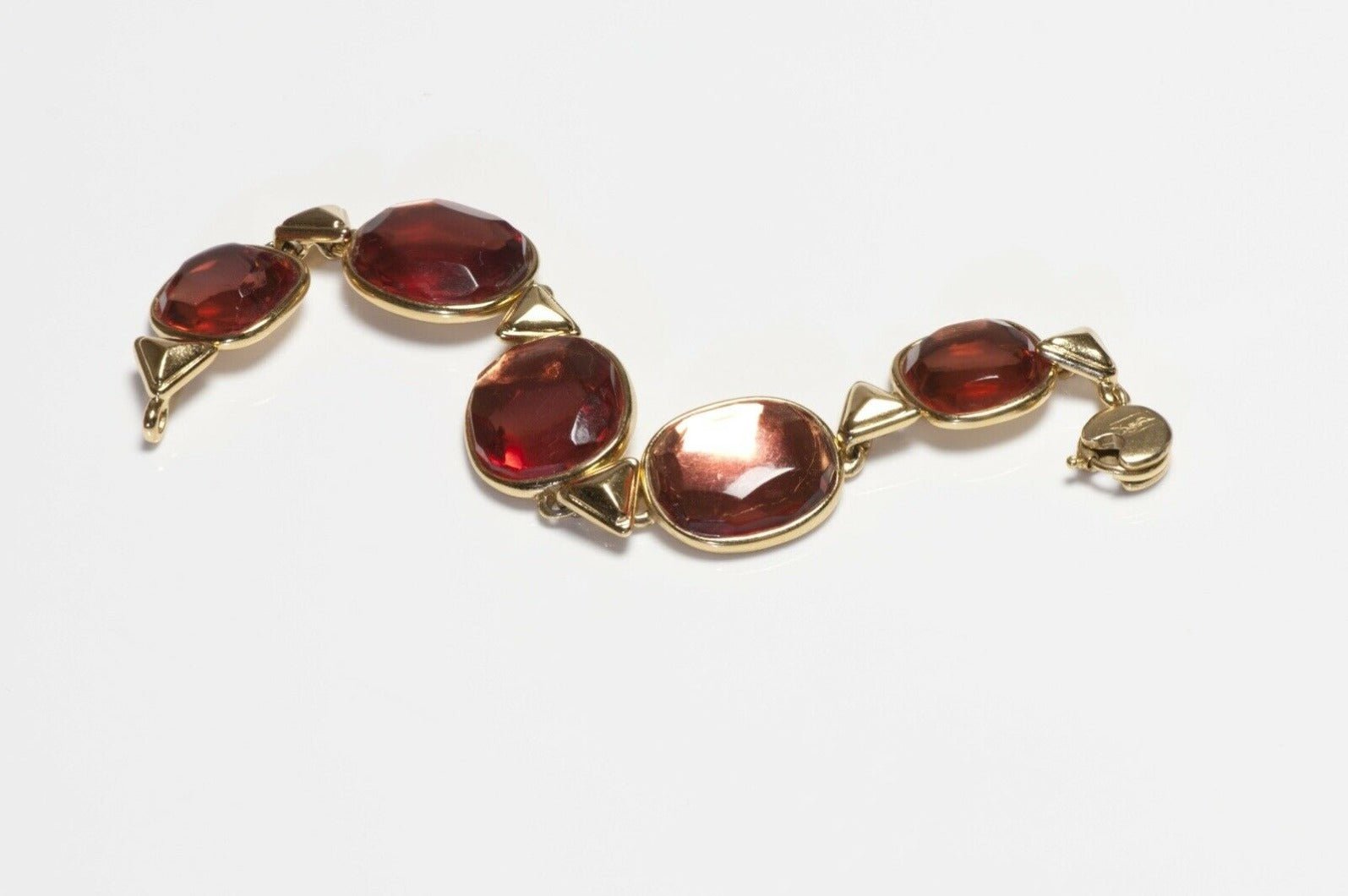 Vintage Yves Saint Laurent Paris Faux Amber Crystal Bracelet