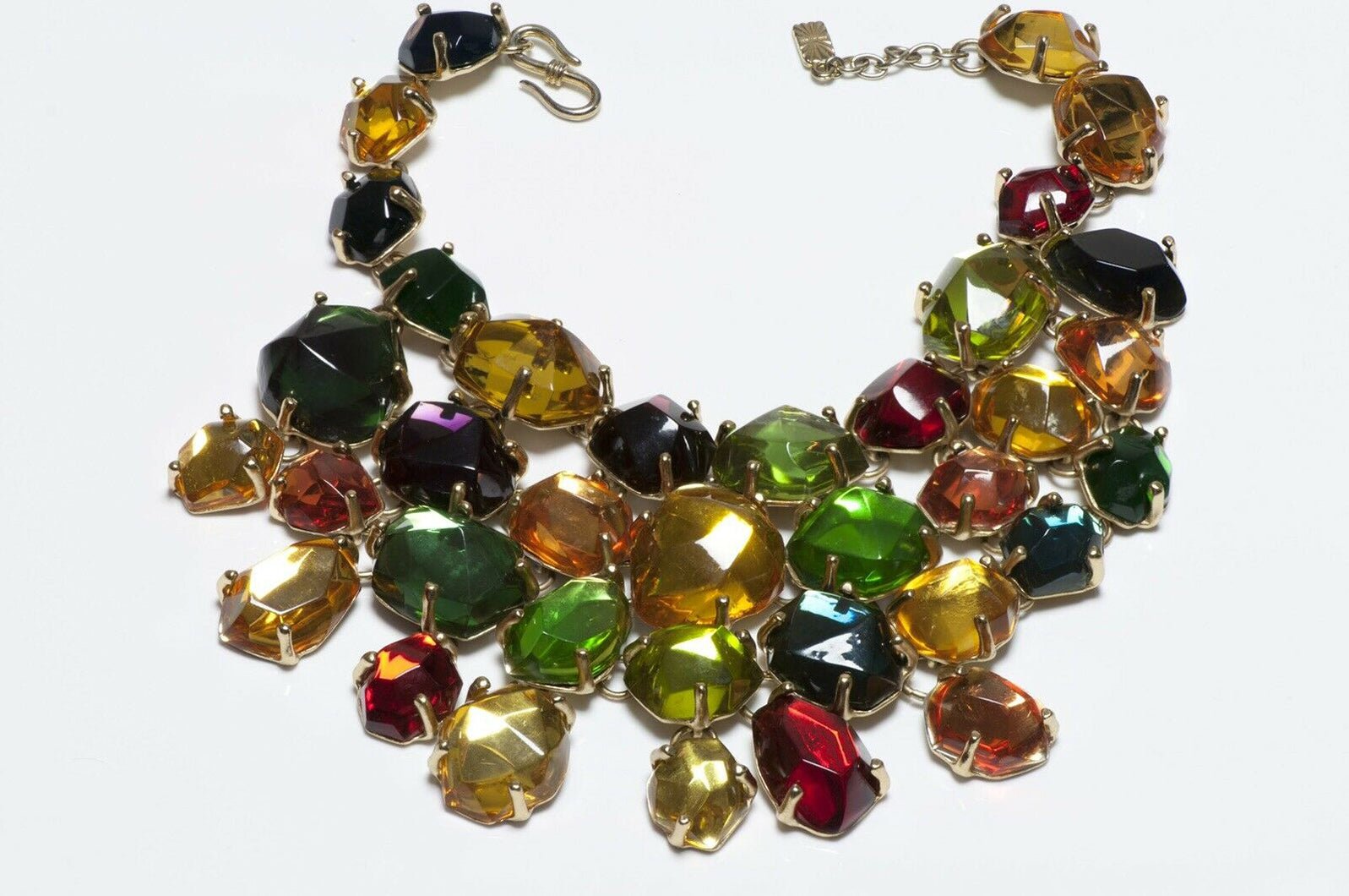 Vintage Yves Saint Laurent Paris Goossens Multicolor Lucite Bib Necklace