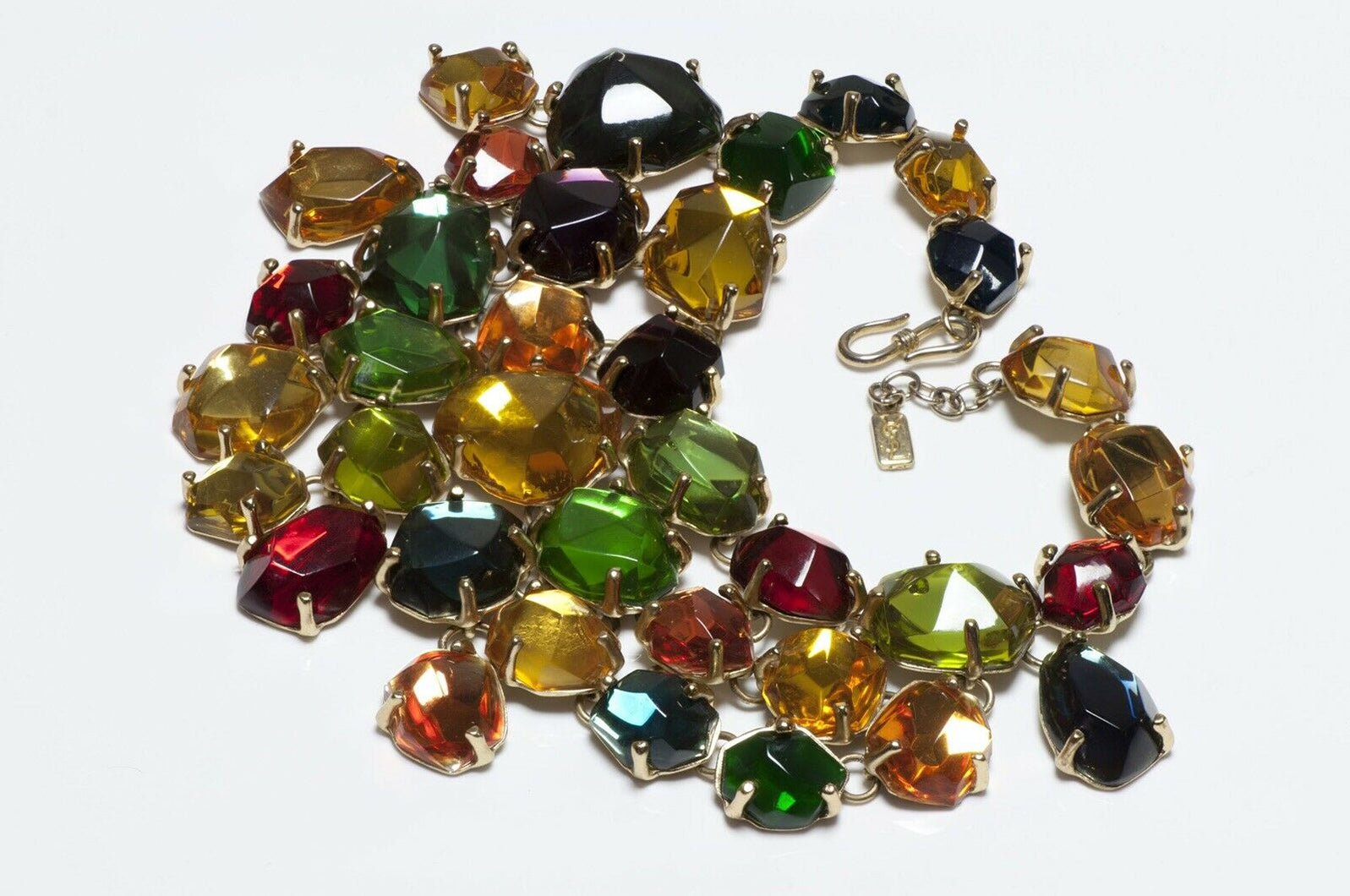 Vintage Yves Saint Laurent Paris Goossens Multicolor Lucite Bib Necklace