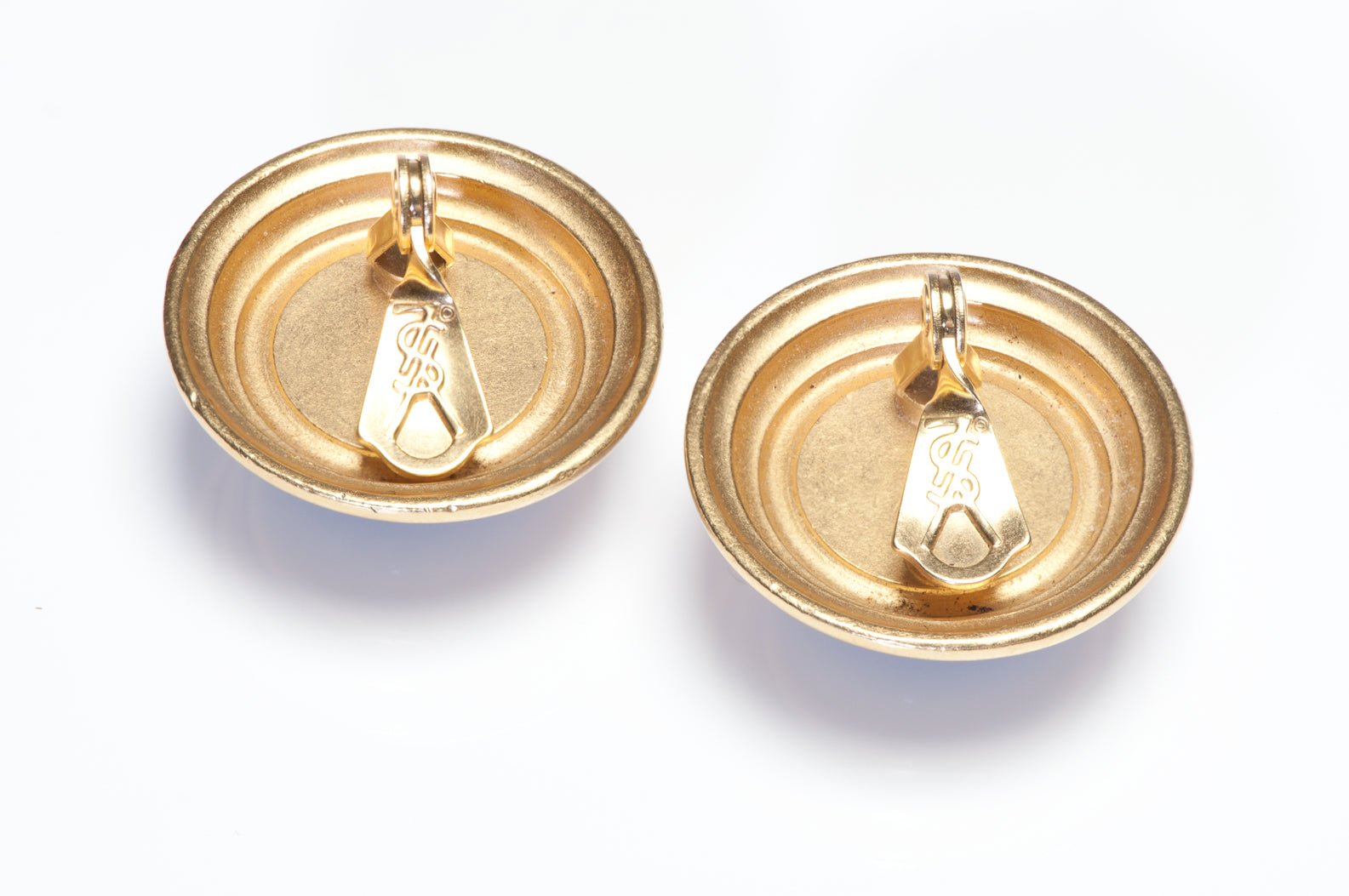 Vintage Yves Saint Laurent Paris YSL Faux Amber Dome Earrings