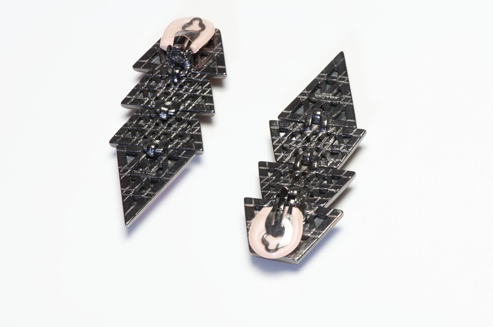 Vintage Yves Saint Laurent Paris YSL Long Faux Amber Lucite Geometric Earrings