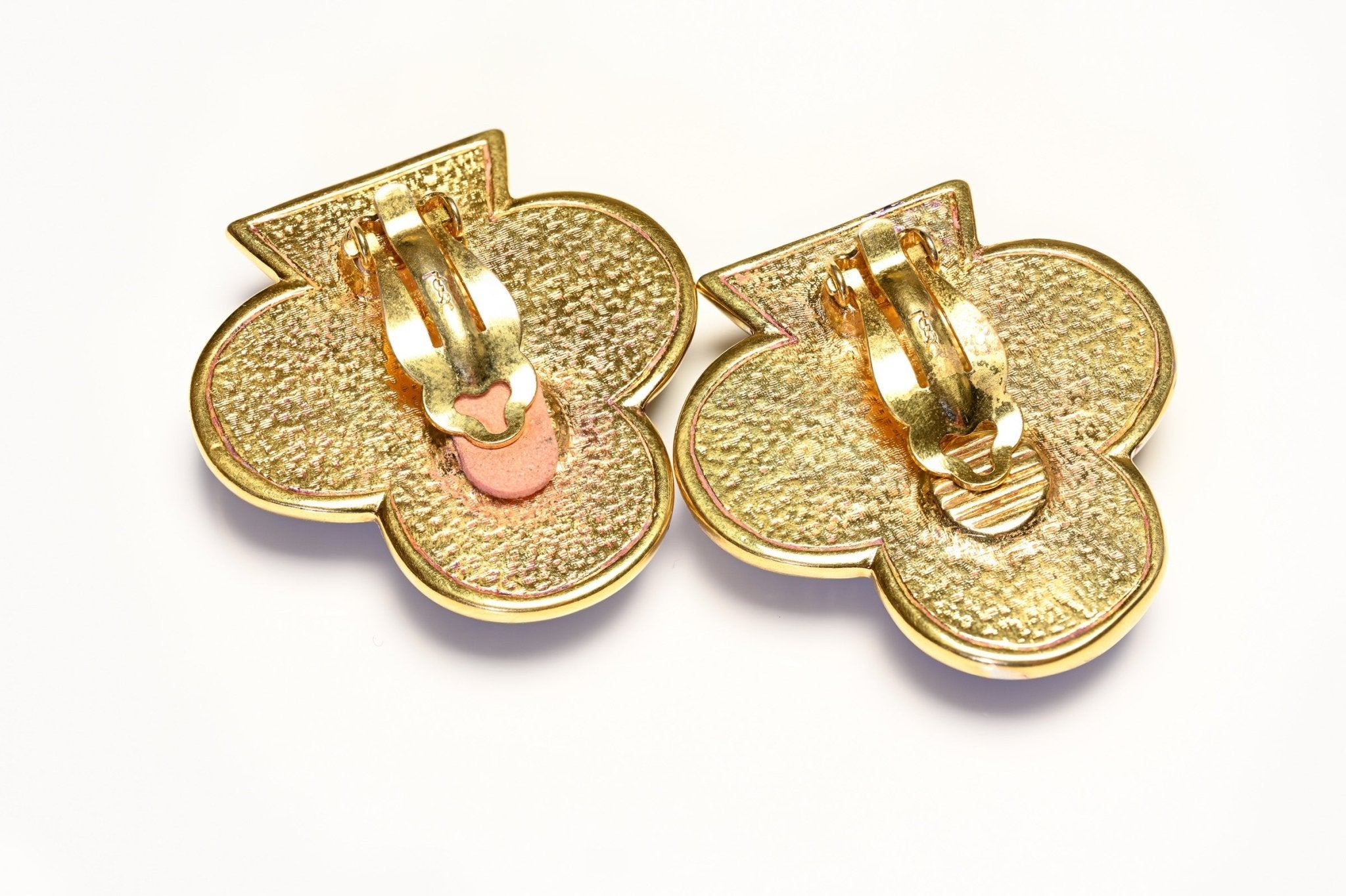 Vintage Yves Saint Laurent Paris YSL Purple Lucite Large Spade Earrings