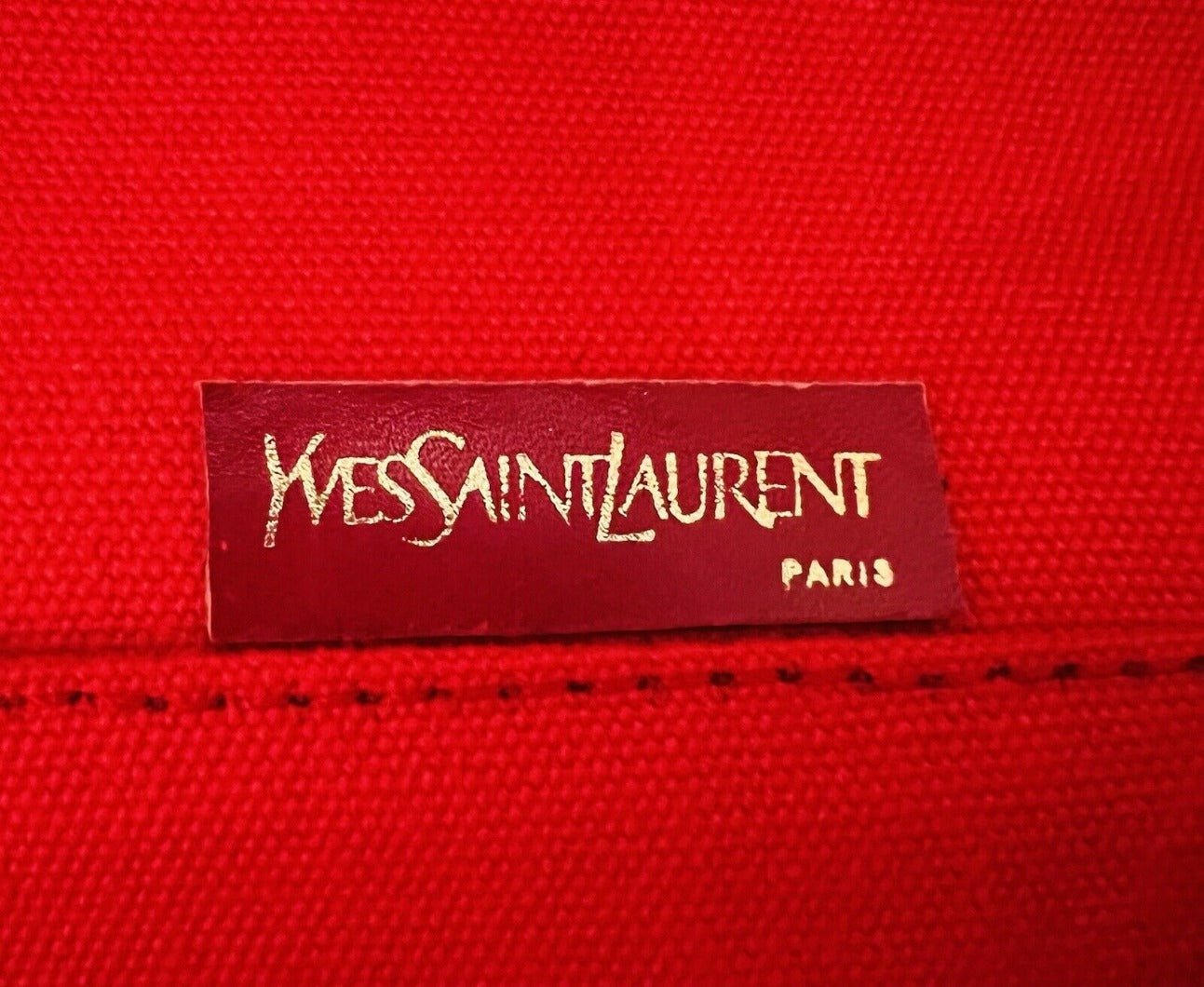 Vintage Yves Saint Laurent Red Canvas Shell Closure Crossbody Bag