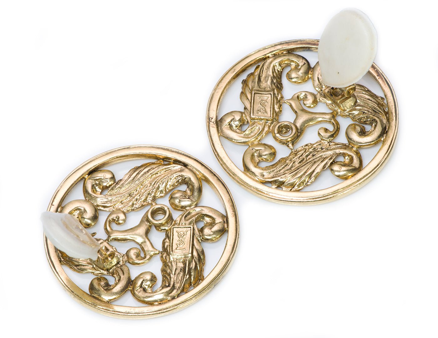 Vintage Yves Saint Laurent YSL Gold Tone Earrings